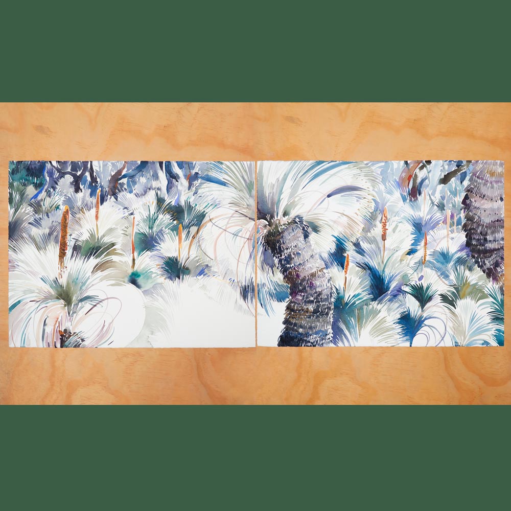 &#39;Austral Grass Trees&#39; Diptych Original Artwork