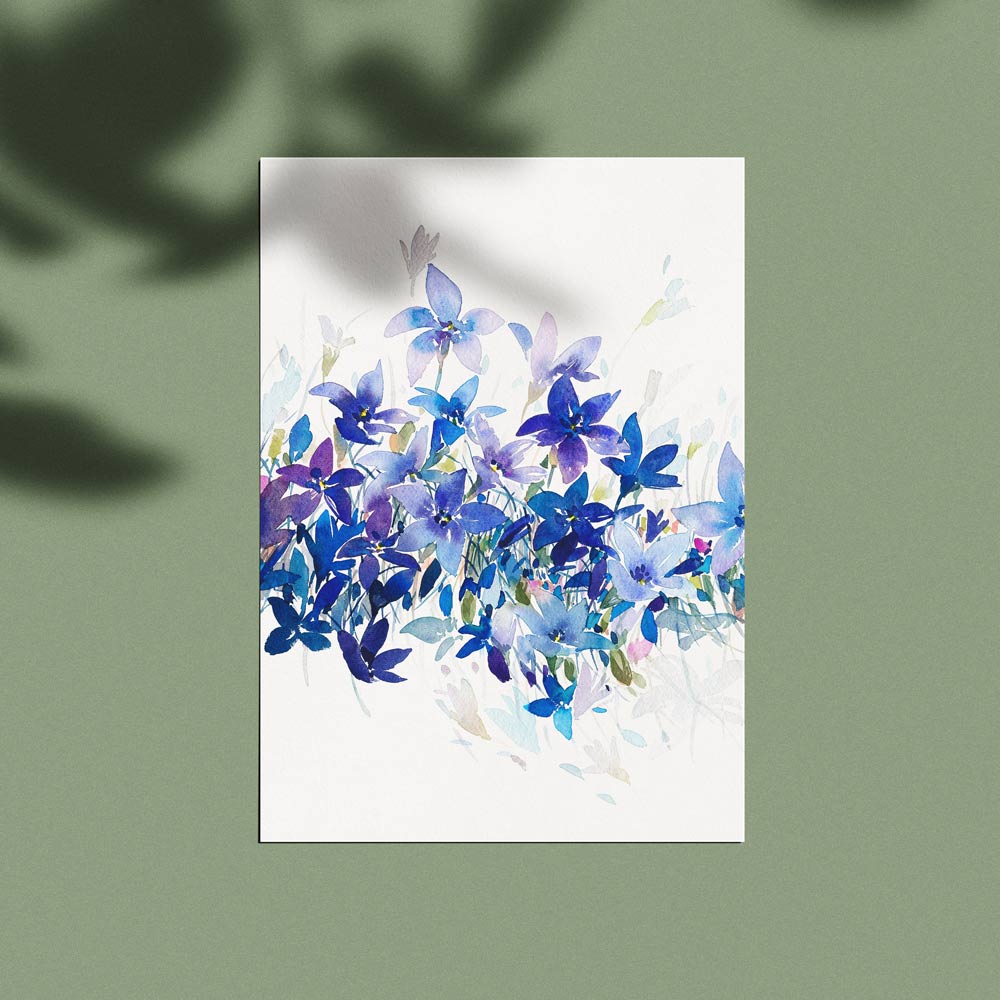 &#39;February&#39; Bluebell Birth Flower Art Print