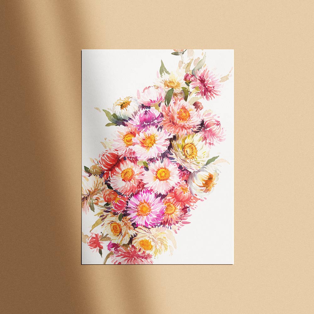 'October' Paper Daisy Birth Flower Art Print