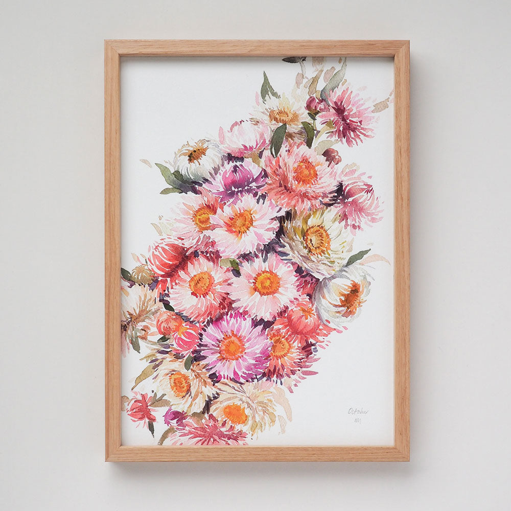 &#39;October&#39; Paper Daisy Birth Flower Art Print