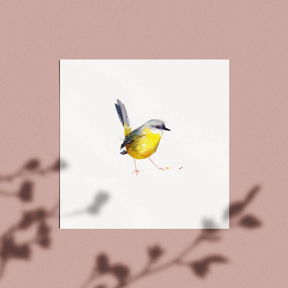 Unframed 'Eastern Yellow Robin' Limited Edition Watercolour Art Print by Natalie Martin