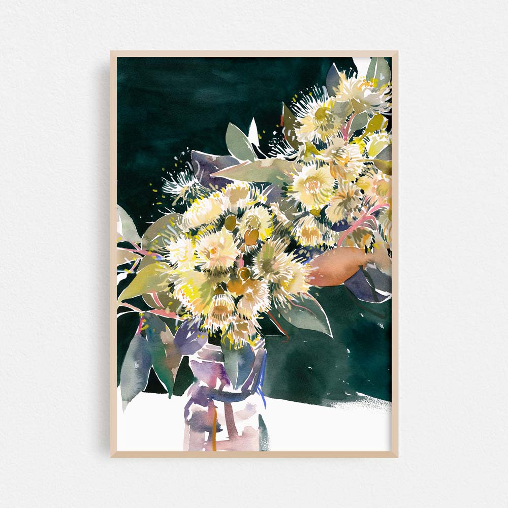 Framed 'Gum Blossom and Salsa Jar' Limited Edition Watercolour Art Print by Natalie Martin
