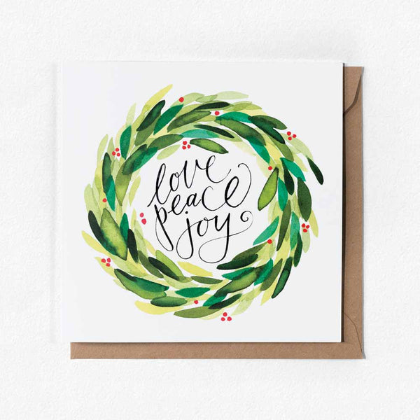 'Love Peace Joy' Greeting Card