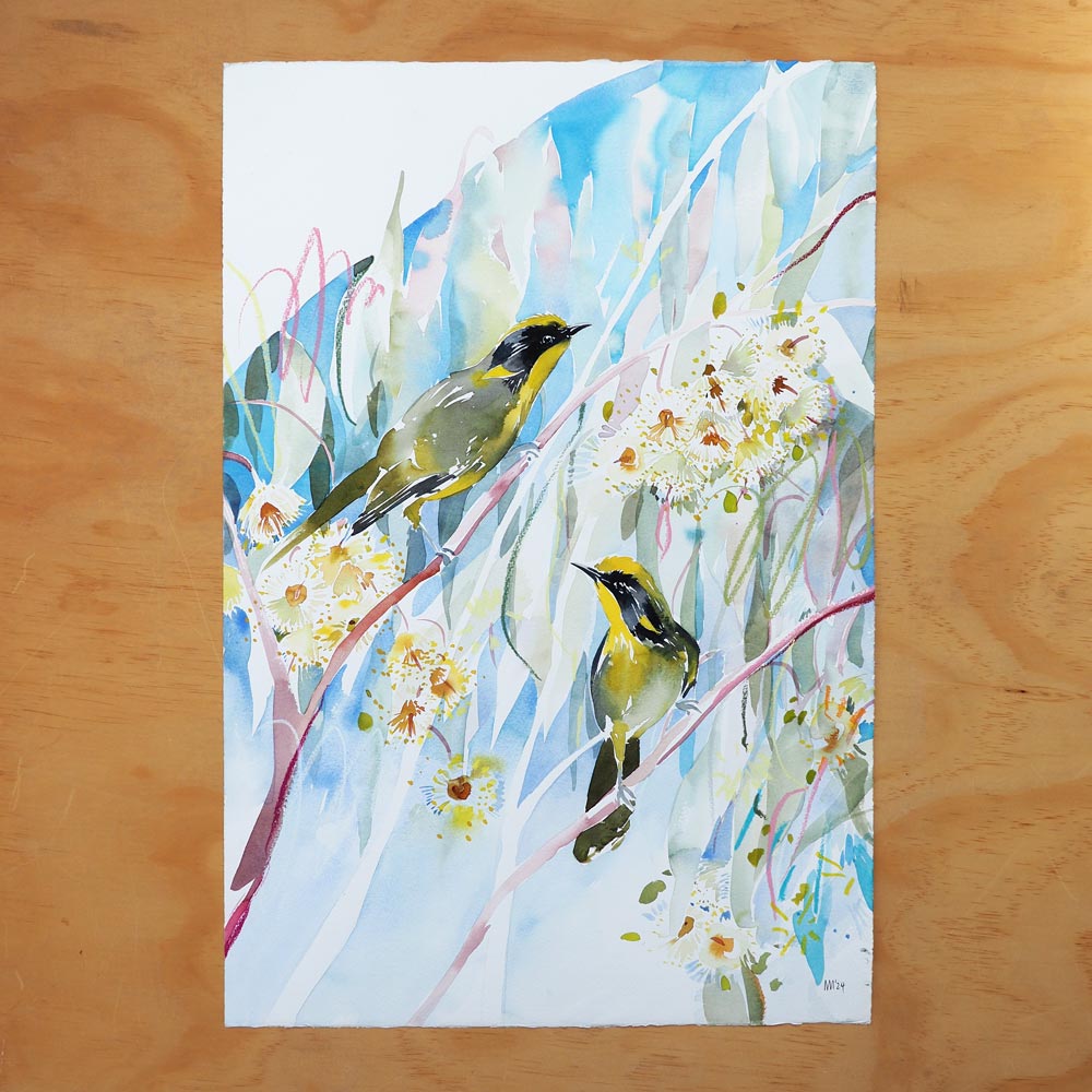 'Helmeted Honeyeaters' Original Artwork