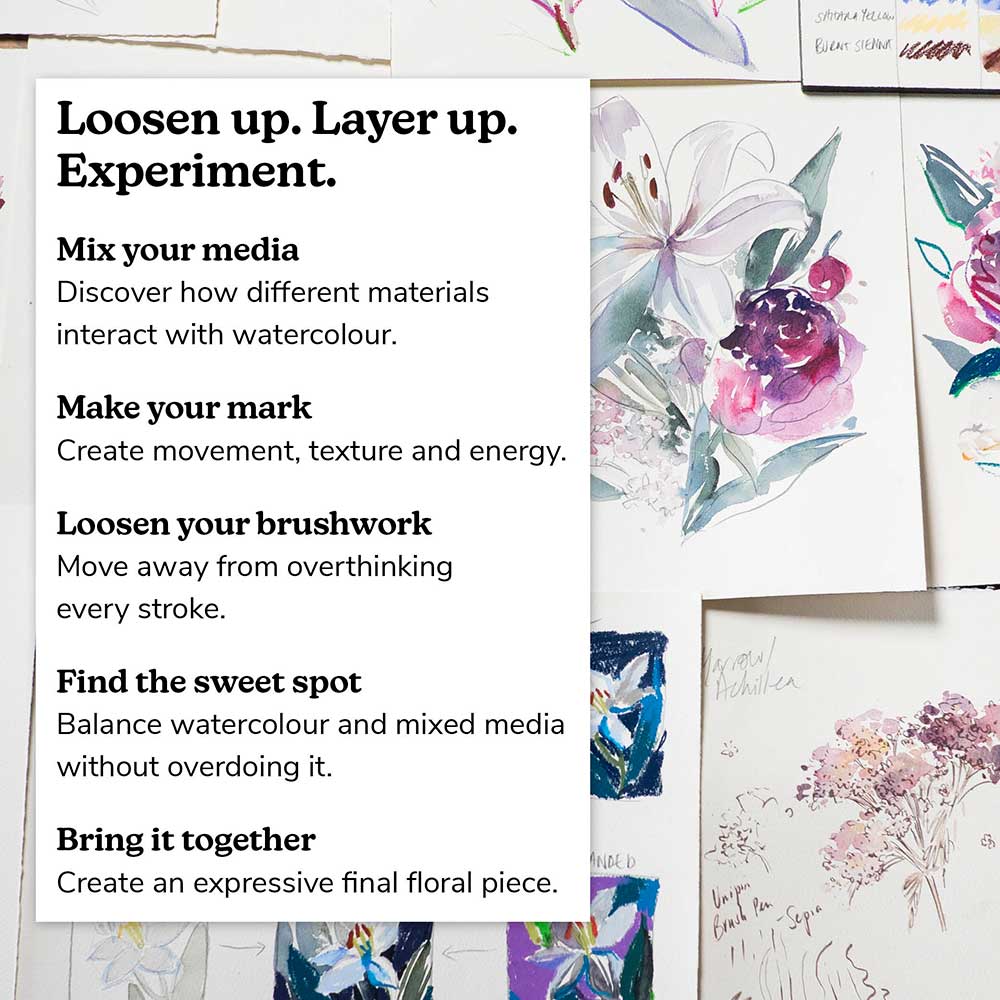 Watercolour Explorations: Spring Florals in Mixed Media Online Course