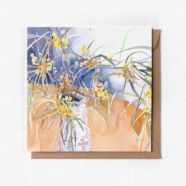 'Summer Wattle in the Wonky Vase' Greeting Card
