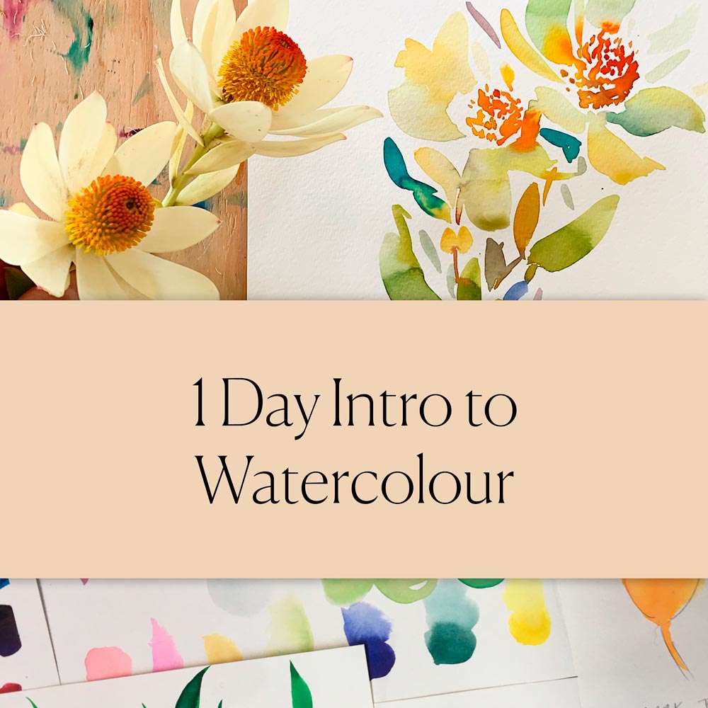 1 Day Intro to Watercolour workshop run by Natalie Martin in Torquay Victoria.