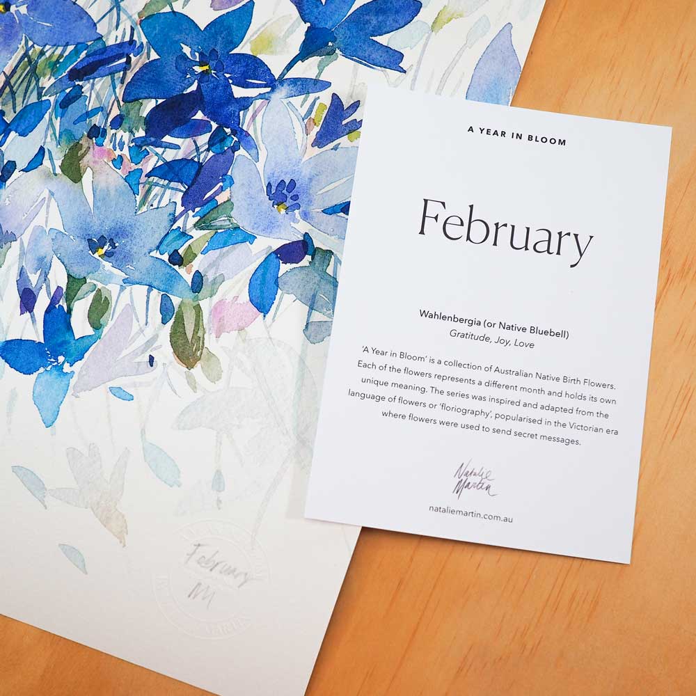 'February' Bluebell Birth Flower Art Print