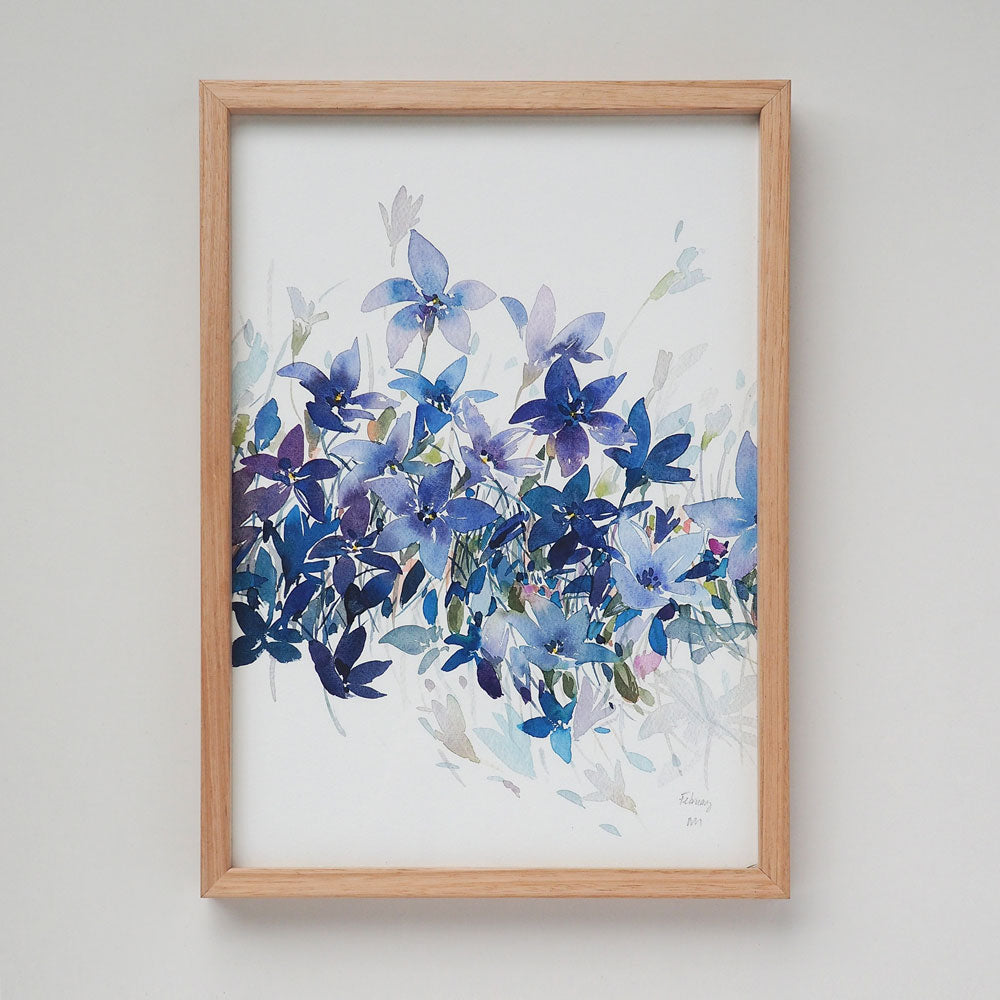 'February' Bluebell Birth Flower Art Print