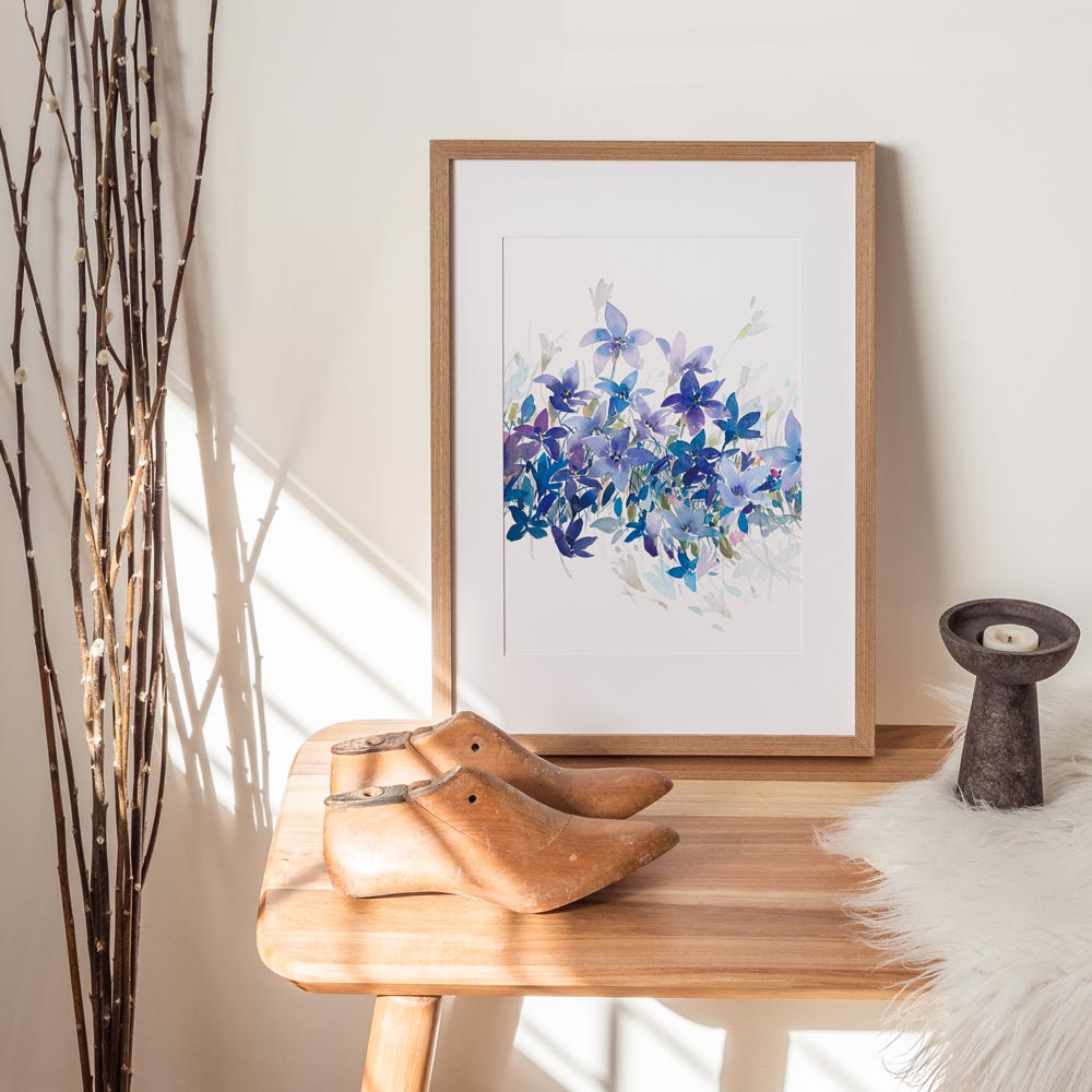 'February' Bluebell Birth Flower Art Print