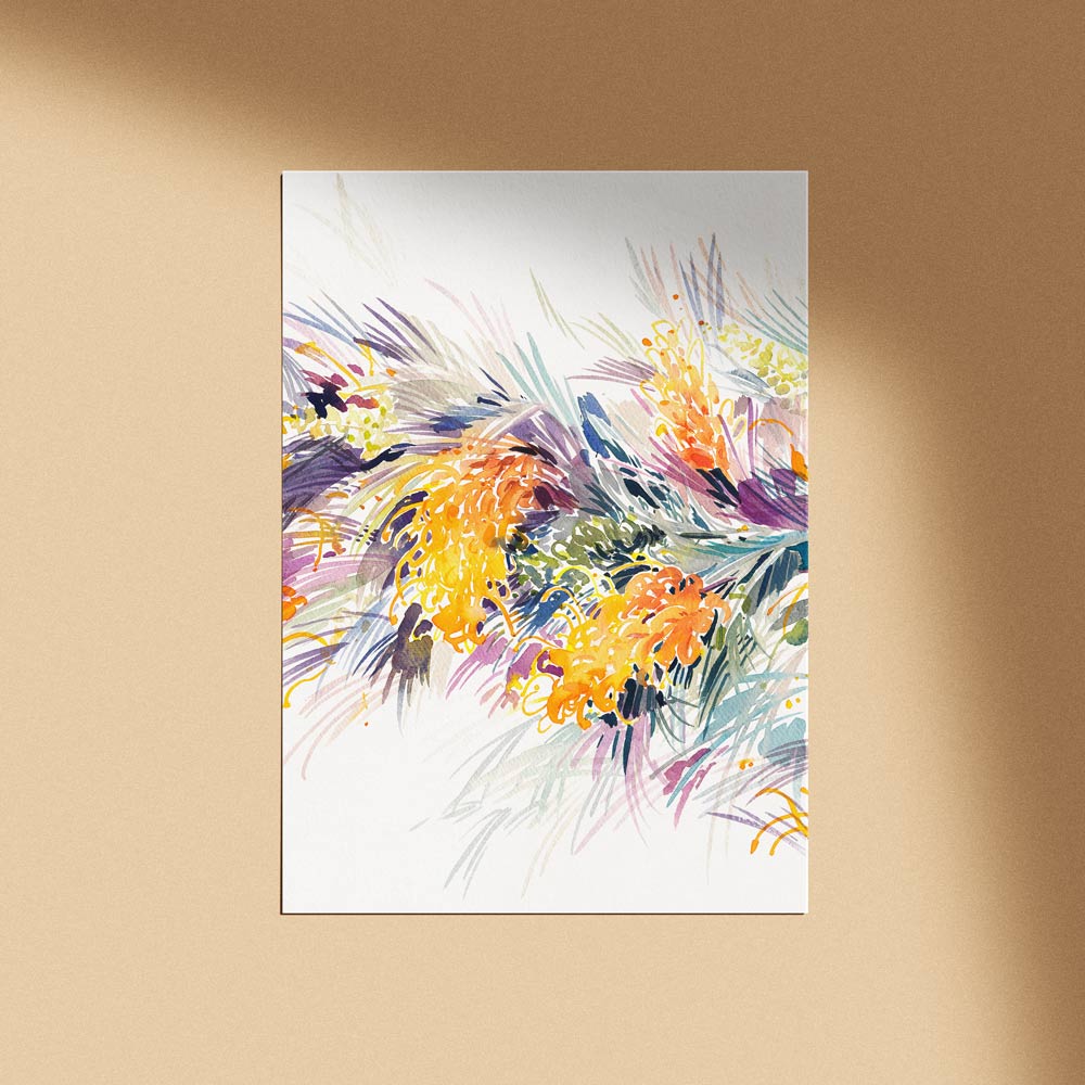 'July' Grevillea Birth Flower Art Print