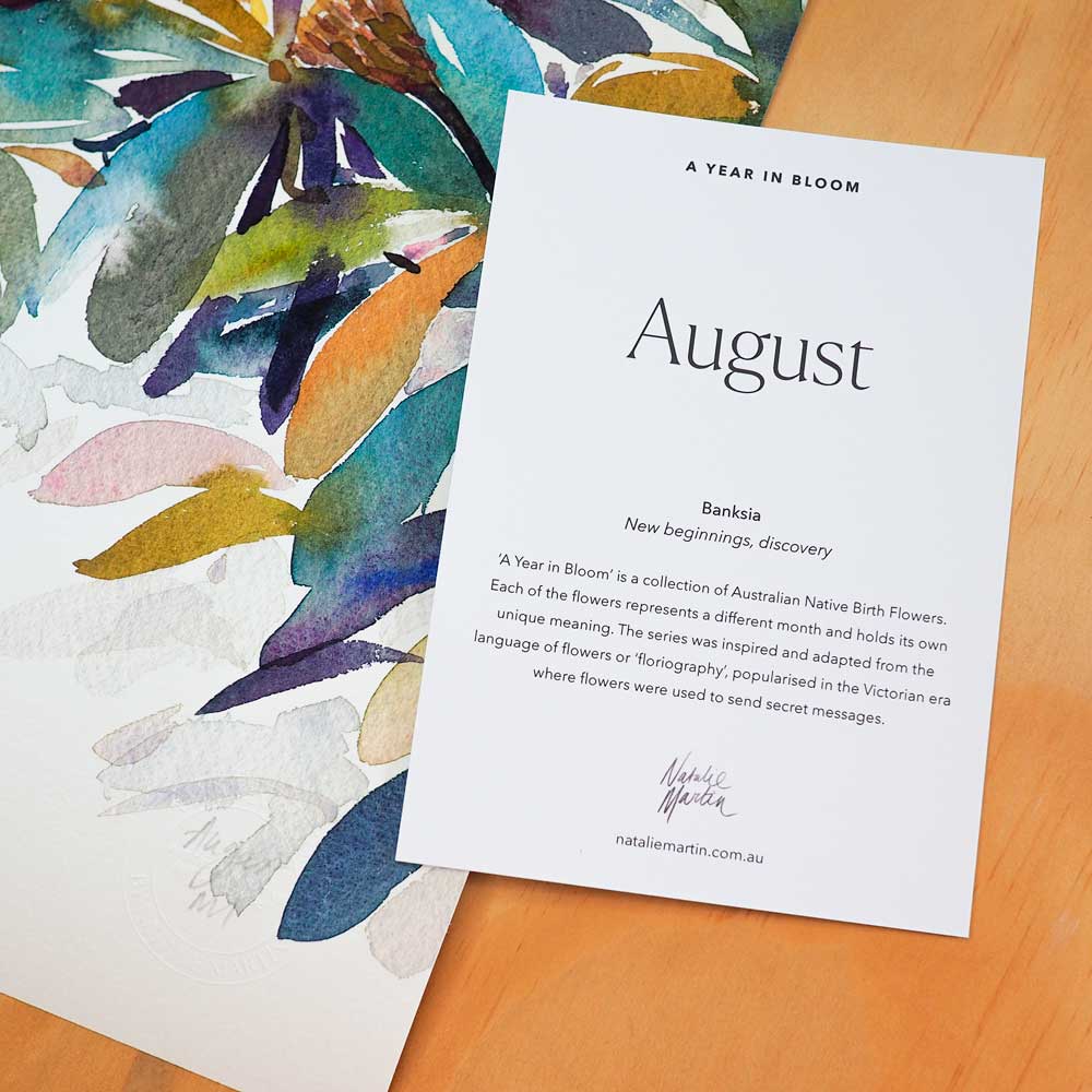 'August' Banksia Birth Flower Art Print