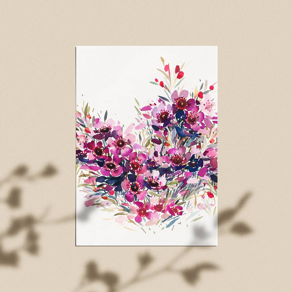 &#39;September&#39; Geraldton Wax Birth Flower Art Print