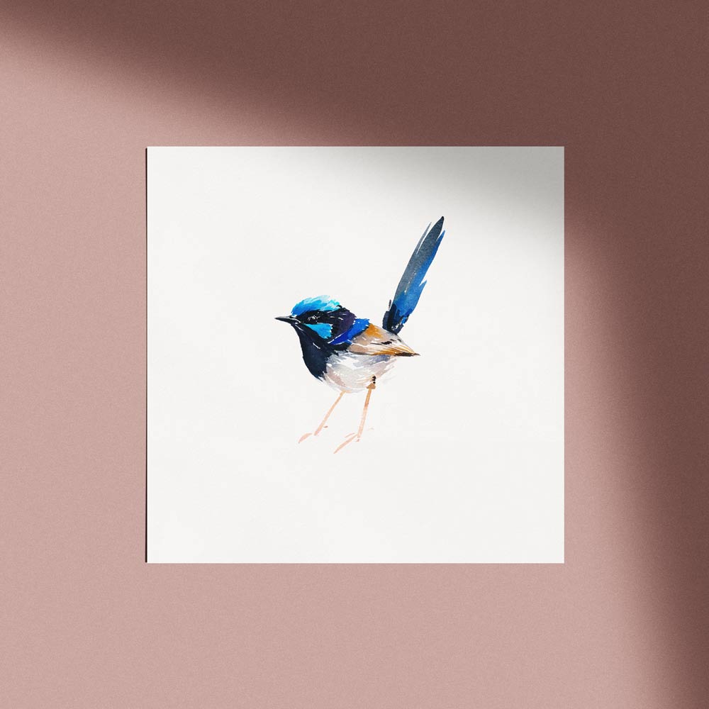Unframed 'Superb Fairy Wren - Bright Eyes' Limited Edition Watercolour Art Print by Natalie Martin
