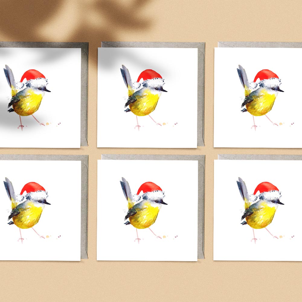 &#39;Christmas Yellow Robin&#39; Mini Card