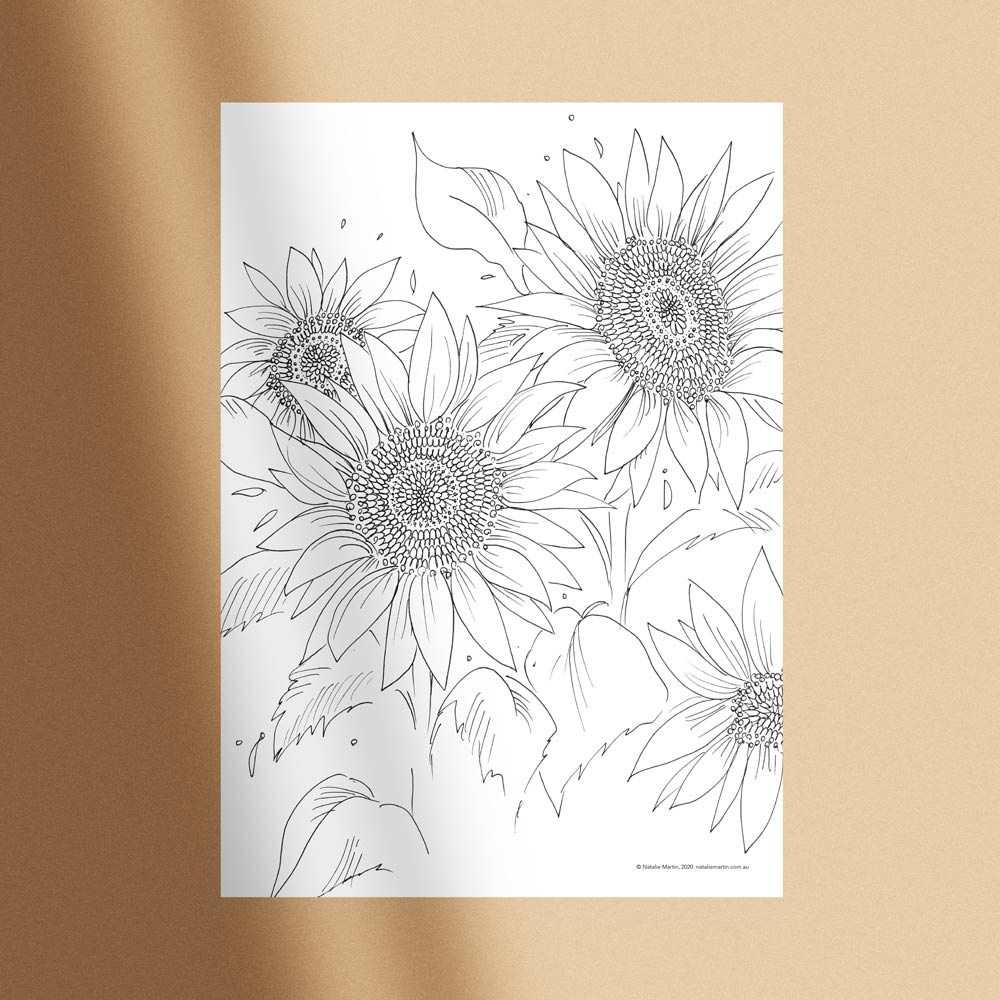&#39;Sunflowers&#39; Colouring-in Template
