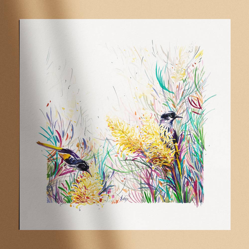 &#39;Honeyeaters in the Moonlight&#39; Limited Edition Print