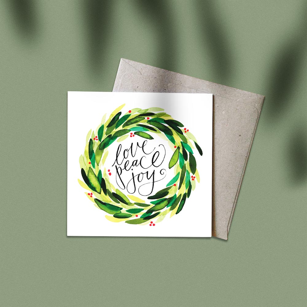 &#39;Love Peace Joy&#39; Greeting Card