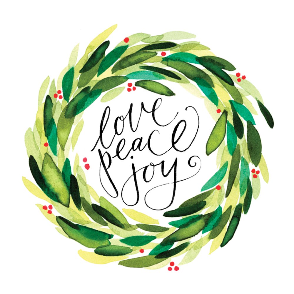 &#39;Love Peace Joy&#39; Greeting Card