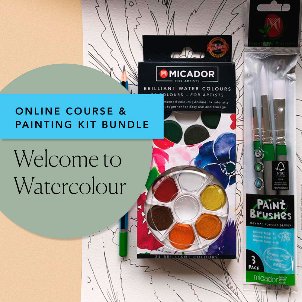 &#39;Welcome to Watercolour&#39; Online Course and Painting Kit Bundle