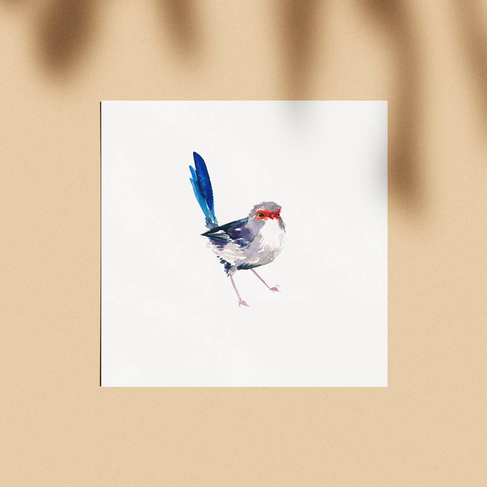 Unframed 'Splendid Fairy Wren Female' Limited Edition Watercolour Art Print by Natalie Martin