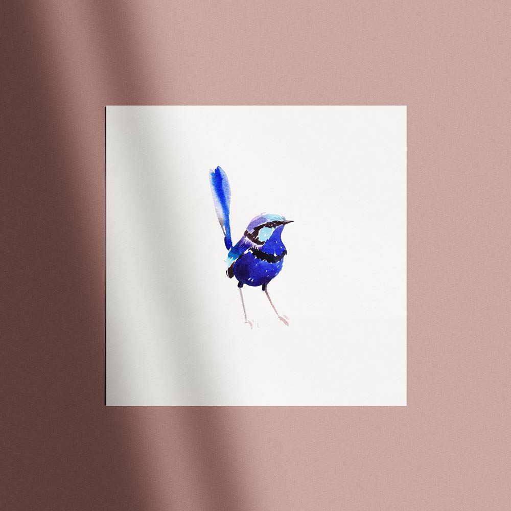 Unframed 'Splendid Fairy Wren Male' Limited Edition Watercolour Art Print by Natalie Martin
