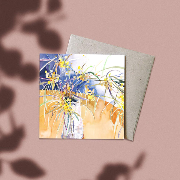'Summer Wattle in the Wonky Vase' Greeting Card