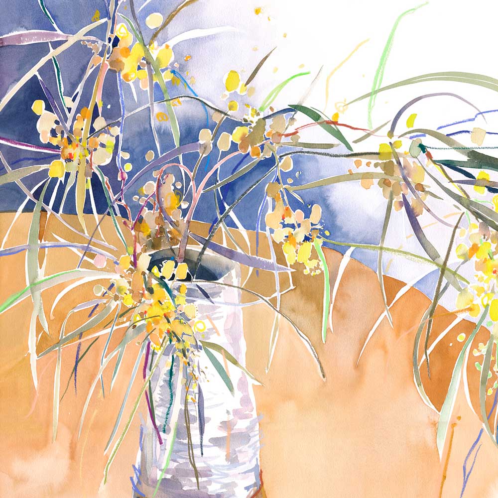 &#39;Summer Wattle in the Wonky Vase&#39; Greeting Card