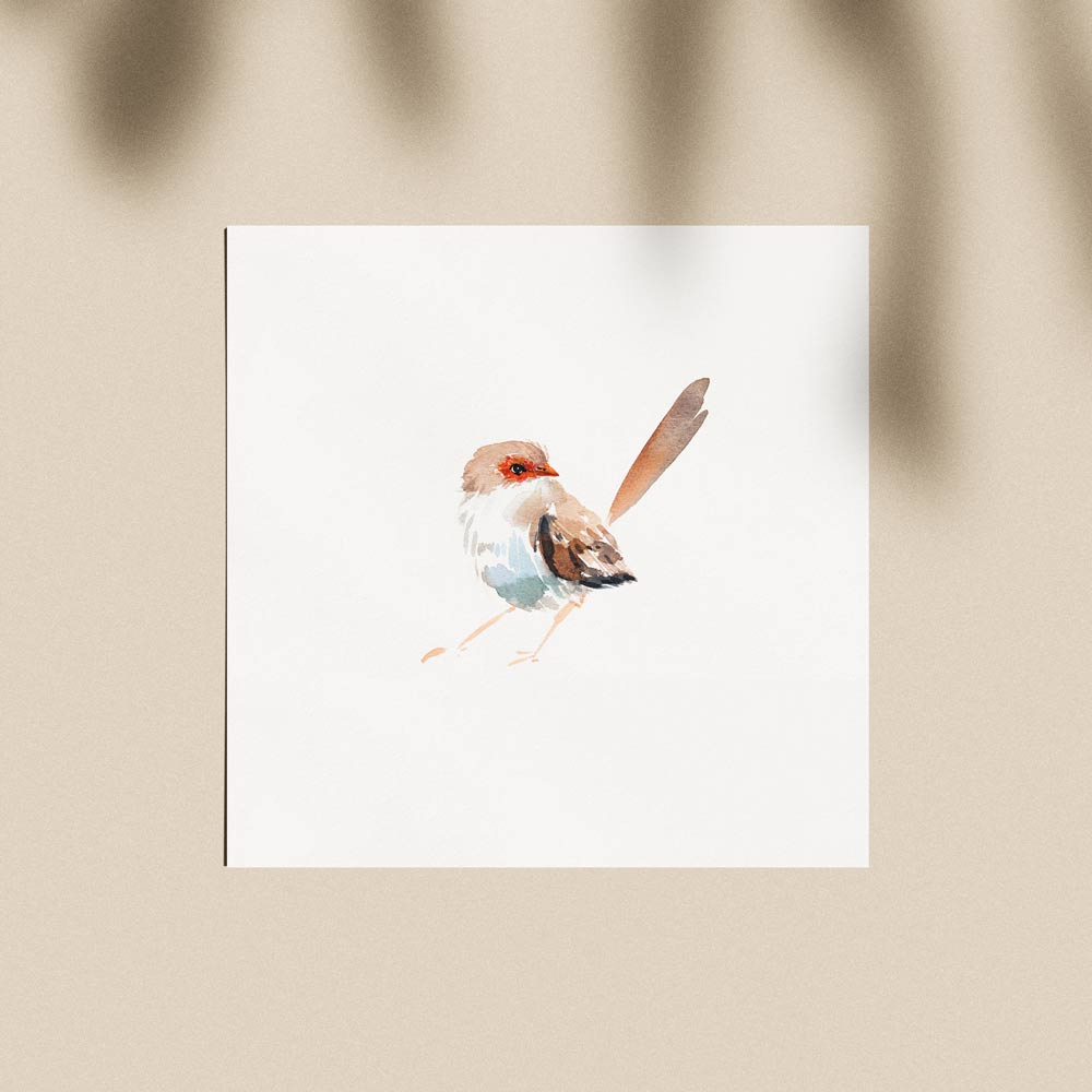 Unframed 'Superb Fairy Wren Female' Limited Edition Watercolour Art Print by Natalie Martin