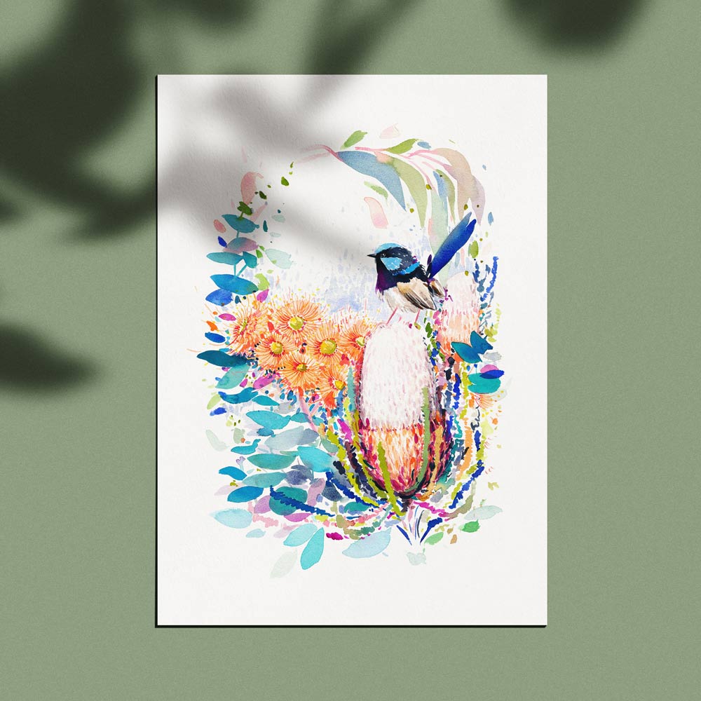 Unframed 'Sweet Blue' Limited Edition Watercolour Art Print by Natalie Martin